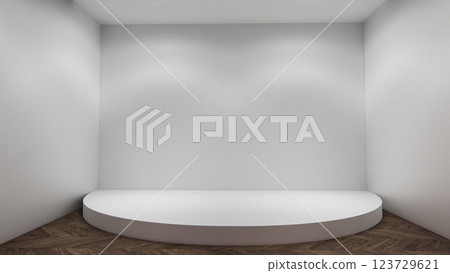 Scene to show products Empty room white on wooden floor interior design.3D rendering 123729621