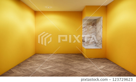 yellow color concept bathroom shower and Toilet and decoartion on modern zen toilet room japan style .3D rendering yellow color concept bathroom shower and Toilet and decoartion on modern zen toilet room japan style .3D rendering 123729623