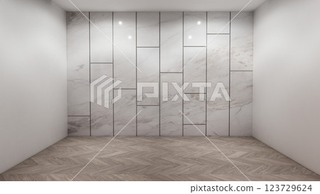 Scene to show products Empty room white on wooden floor interior design.3D rendering 123729624