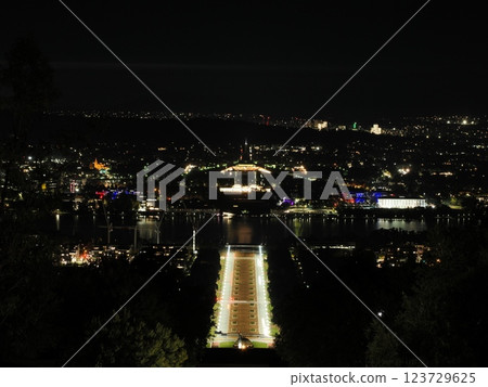 Night view of the Australian Parliament from Mount Ainslie Lookout, Canberra Night view of the Australian Parliament from Mount Ainslie Lookout, Canberra 123729625