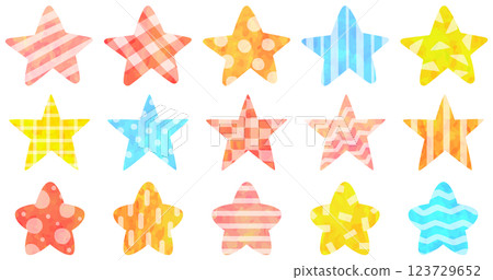 Patterned colorful star illustration set vector material 123729652