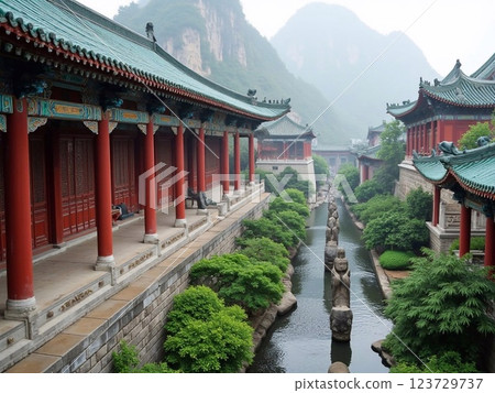 Chinese traditional style of architecture. 123729737