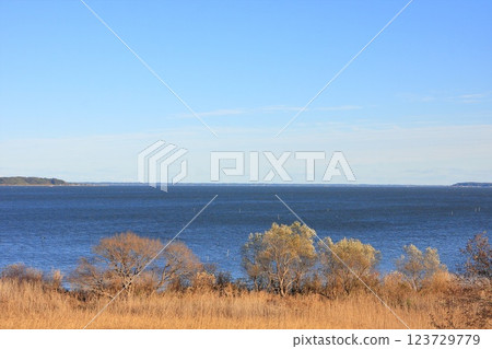 Lake Kasumigaura as seen from Kasumigaura Comprehensive Park, Tsuchiura City, Ibaraki Prefecture 123729779