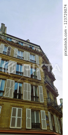 Vintage italian building with white windows 123729874