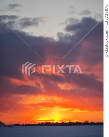 Amazing bright orange sunrise like fire Amazing bright orange sunrise like fire 123729876