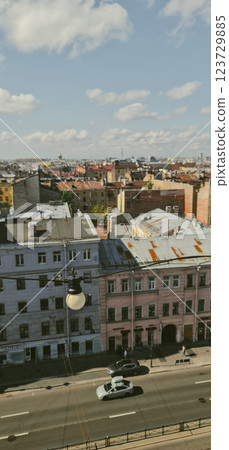 View from the room to the street in Saint-Petersburg View from the room to the street in Saint-Petersburg 123729885