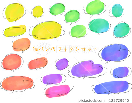 Ballpoint pen and watercolor speech bubble material 123729940