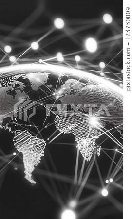 Planet earth rotating showing interconnected global network connections 123730009