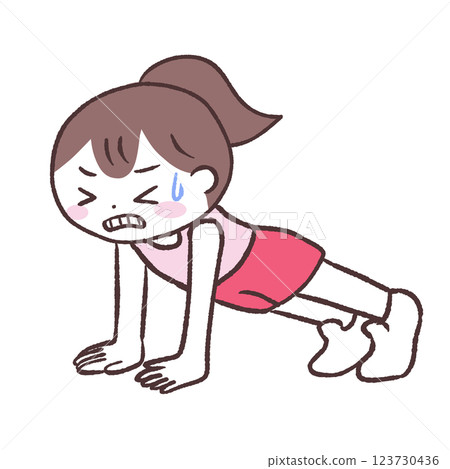 女人做伏地挺身來托起身體 123730436