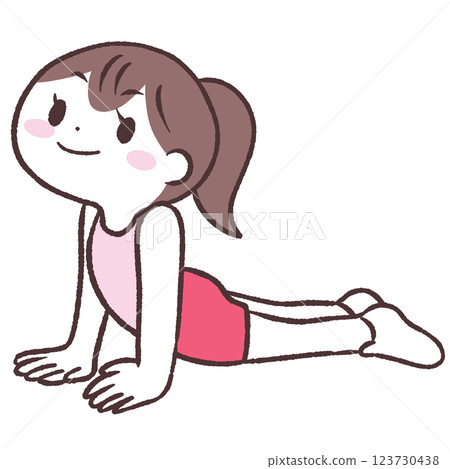 一位女士傾斜上身的插圖 一位女士傾斜上身的插圖 123730438