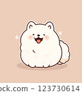 A white Pomeranian smiling happily 123730614