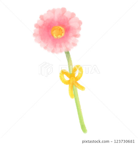 可愛的水彩風格非洲菊插圖 123730681