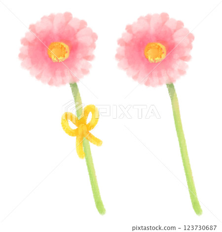 可愛的水彩風格非洲菊插圖 可愛的水彩風格非洲菊插圖 123730687