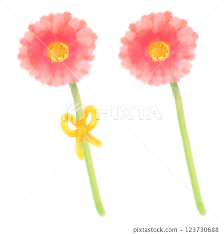 可愛的水彩風格非洲菊插圖 123730688