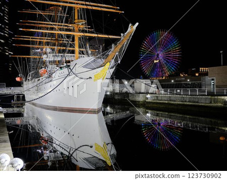 Kanagawa, Yokohama Minato Mirai, Nippon Maru Memorial Park, night view Kanagawa, Yokohama Minato Mirai, Nippon Maru Memorial Park, night view 123730902