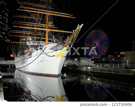 Kanagawa, Yokohama Minato Mirai, Nippon Maru Memorial Park, night view Kanagawa, Yokohama Minato Mirai, Nippon Maru Memorial Park, night view 123730906