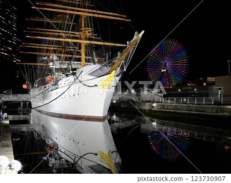 Kanagawa, Yokohama Minato Mirai, Nippon Maru Memorial Park, night view Kanagawa, Yokohama Minato Mirai, Nippon Maru Memorial Park, night view 123730907