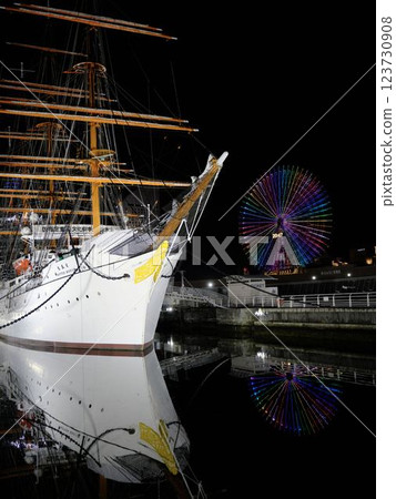 Kanagawa, Yokohama Minato Mirai, Nippon Maru Memorial Park, night view 123730908