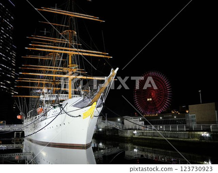 Kanagawa, Yokohama Minato Mirai, Nippon Maru Memorial Park, night view Kanagawa, Yokohama Minato Mirai, Nippon Maru Memorial Park, night view 123730923