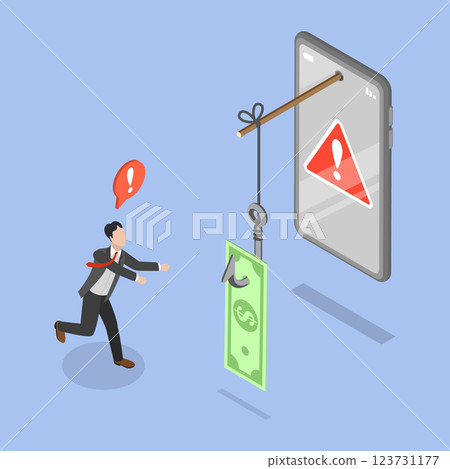 3D Isometric Flat Vector Illustration of Scammer Calling on Phone to Steal Finance, Financial Phishing 3D Isometric Flat Vector Illustration of Scammer Calling on Phone to Steal Finance, Financial Phishing 123731177