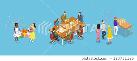 3D Isometric Flat Vector Illustration of Office Team Events, People Having Fun 3D Isometric Flat Vector Illustration of Office Team Events, People Having Fun 123731186