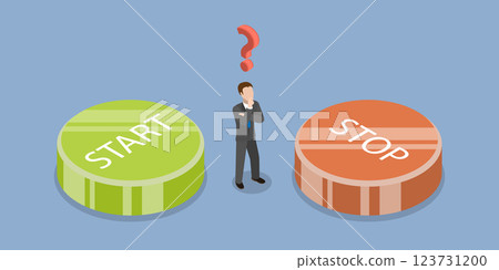 3D Isometric Flat Vector Illustration of Difficult Choice, Dilemma of Making Decision 3D Isometric Flat Vector Illustration of Difficult Choice, Dilemma of Making Decision 123731200