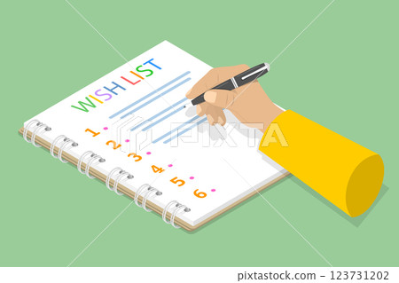 3D Isometric Flat Vector Illustration of Wish List , Preparing for a Holiday 123731202