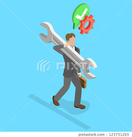 3D Isometric Flat Vector Illustration of Problem Fixing, Technical Service 123731203