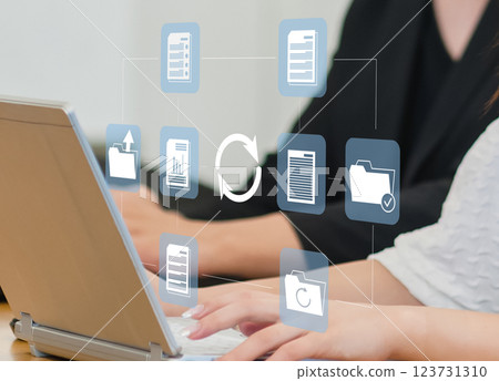 Business scene in the office, IT company, business scene, office work, digital network image Business scene in the office, IT company, business scene, office work, digital network image 123731310