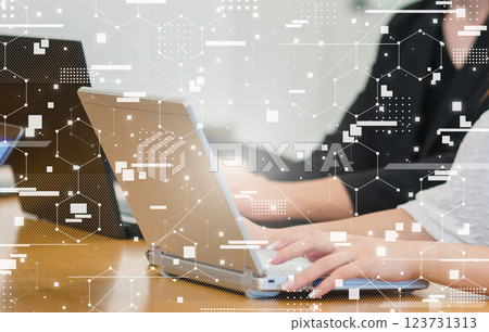 Business scene in the office, IT company, business scene, office work, digital network image Business scene in the office, IT company, business scene, office work, digital network image 123731313