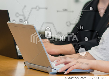 Business scene in the office, IT company, business scene, office work, digital network image 123731315