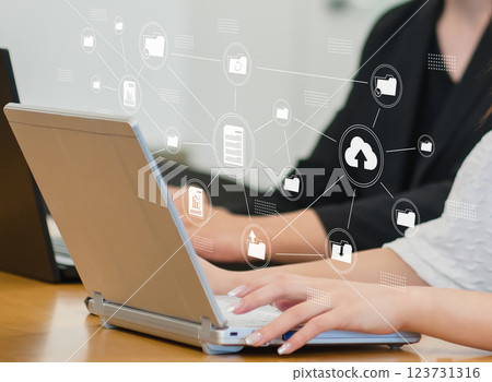 Business scene in the office, IT company, business scene, office work, digital network image Business scene in the office, IT company, business scene, office work, digital network image 123731316