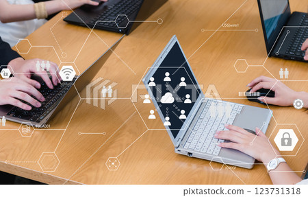 Business scene in the office, IT company, business scene, office work, digital network image Business scene in the office, IT company, business scene, office work, digital network image 123731318