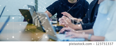 Business scene in the office, IT company, business scene, office work, digital network image 123731337