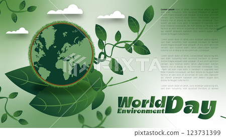 Eco-Friendly Vector Poster Template for World Environment Day - Green Earth & Sustainability Design Eco-Friendly Vector Poster Template for World Environment Day - Green Earth & Sustainability Design 123731399
