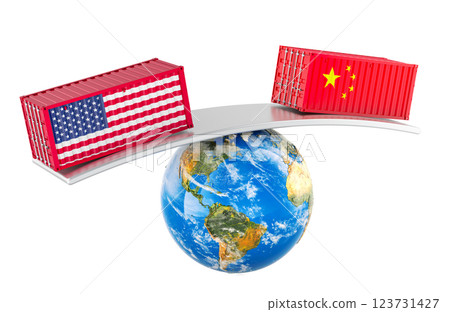 China and USA trade balance concept, 3D rendering 123731427