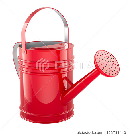 Red watering can, 3D rendering 123731440