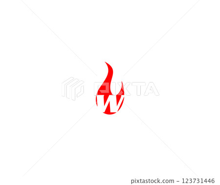 initial letter w flame or fire logo initial letter w flame or fire logo 123731446