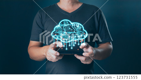 Hand hold icon cloud computing technology.secure backup online digital networking and internet connection service concept.data storage center system sharing management for upload download transfer. Hand hold icon cloud computing technology.secure backup online digital networking and internet connection service concept.data storage center system sharing management for upload download transfer. 123731555