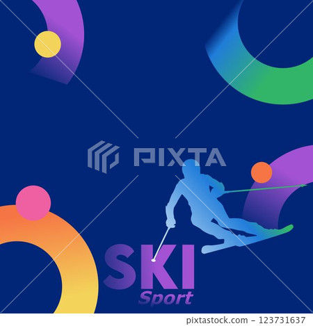 ski sport banner template with blue background and gradient circle. winter sports ski sport banner template with blue background and gradient circle. winter sports 123731637
