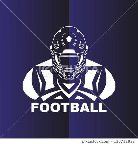 American football player logo illustration, robot player sports icon. Abstract shape mascot American football player logo illustration, robot player sports icon. Abstract shape mascot 123731952