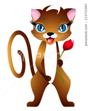 Cat with flower. Cat with flower. 123731997