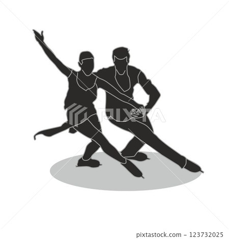 ballet skating couple outline, ice sport dance concept silhouette ballet skating couple outline, ice sport dance concept silhouette 123732025