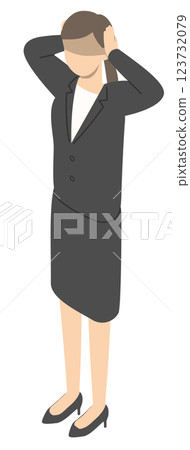 Shocked female office worker - isometric 123732079