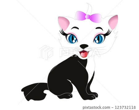 Cute cartoon kitten. 123732118