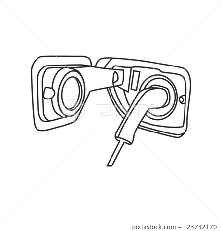 electric car charging line art icon, electric cable connected, Electric Vehicle electric car charging line art icon, electric cable connected, Electric Vehicle 123732170