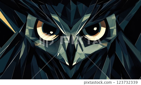 Mystical Geometric Owl, Dark and Mysterious Cover Design with Intricate Lines and Wide Eyes Mystical Geometric Owl, Dark and Mysterious Cover Design with Intricate Lines and Wide Eyes 123732339