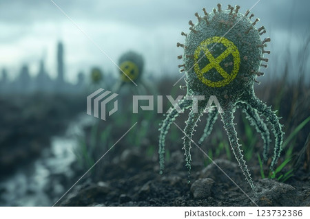 Surreal Landscape of Unique Bioluminescent Plants with Abstract Shapes Against a Dark Urban Skyline Featuring Moody Weather and Vibrant Colors Surreal Landscape of Unique Bioluminescent Plants with Abstract Shapes Against a Dark Urban Skyline Featuring Moody Weather and Vibrant Colors 123732386