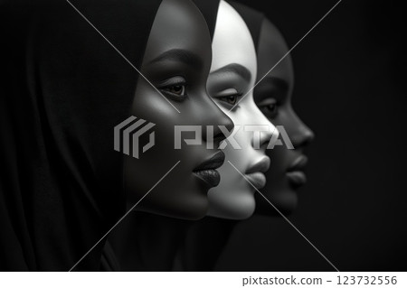 Portrait of Three Faces in Profile Blending Diversity and Unity in Artistic Expression Portrait of Three Faces in Profile Blending Diversity and Unity in Artistic Expression 123732556