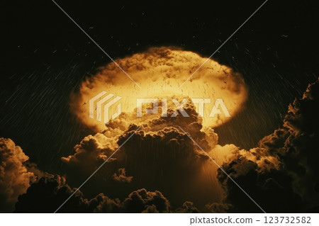 Low Angle View of Dense Mushroom Cloud Formation Low Angle View of Dense Mushroom Cloud Formation 123732582